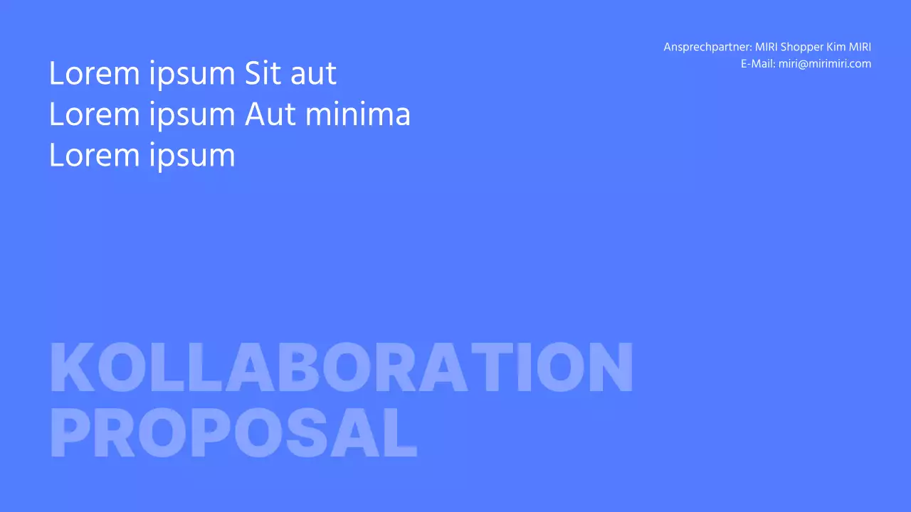 Einfacher Vorschlag zur Zusammenarbeit mit Influencern in Blau und Weiß