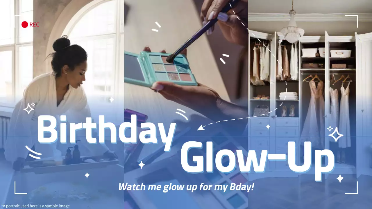 Blue Trendy Birthday Vlog YouTube Thumbnail