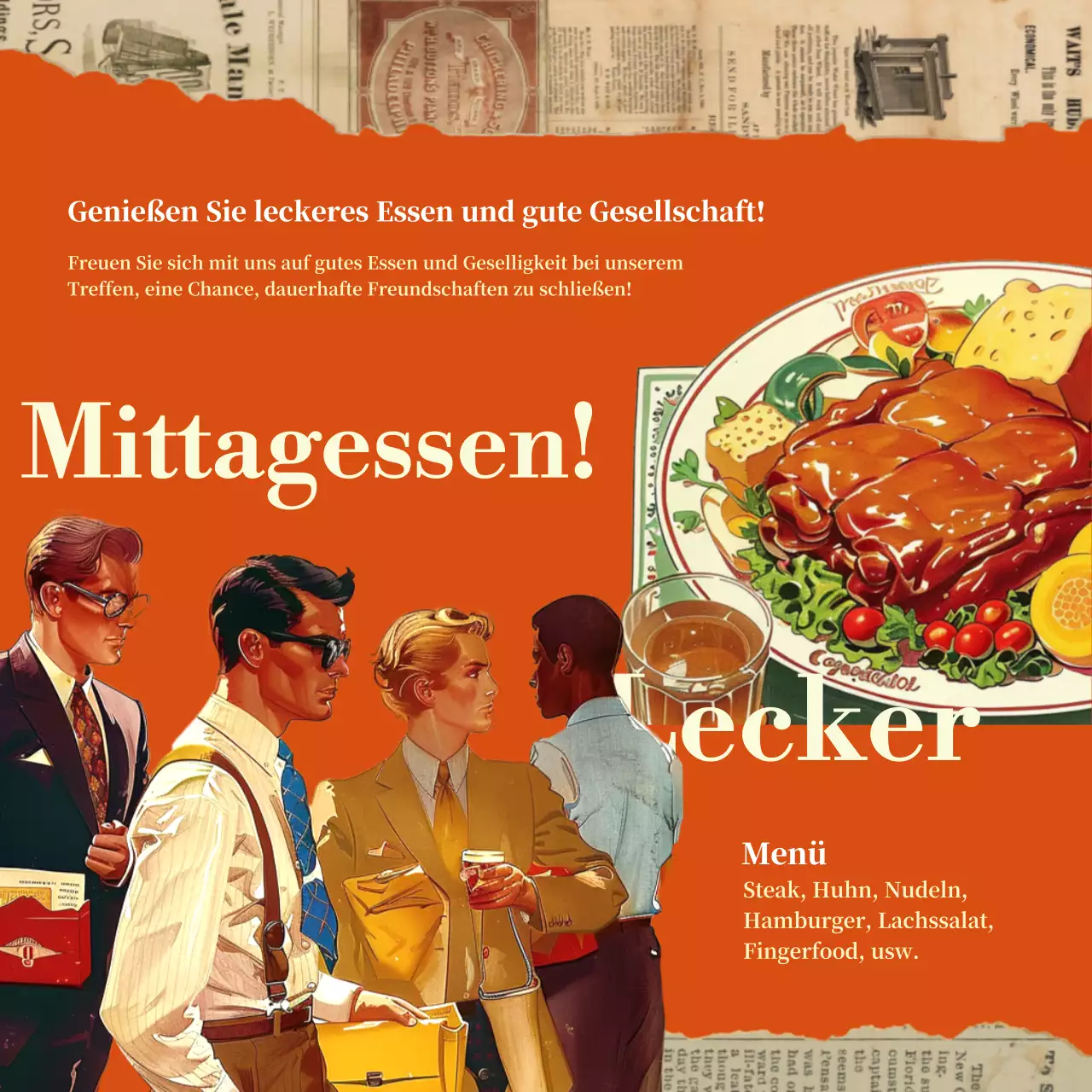 Eine klassische Anzeige zum Tag der Verwaltungsfachleute in Orange und Beige