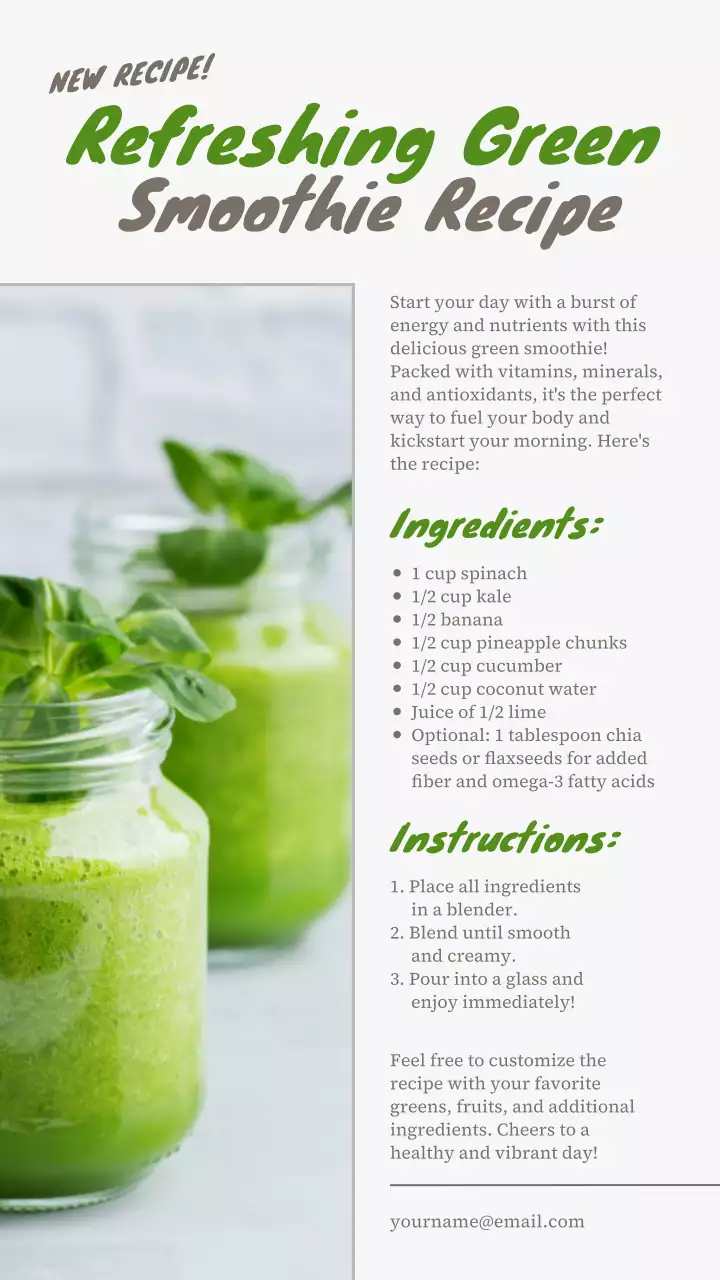 Green Simple Smoothie Recipe Guide Instagram Post