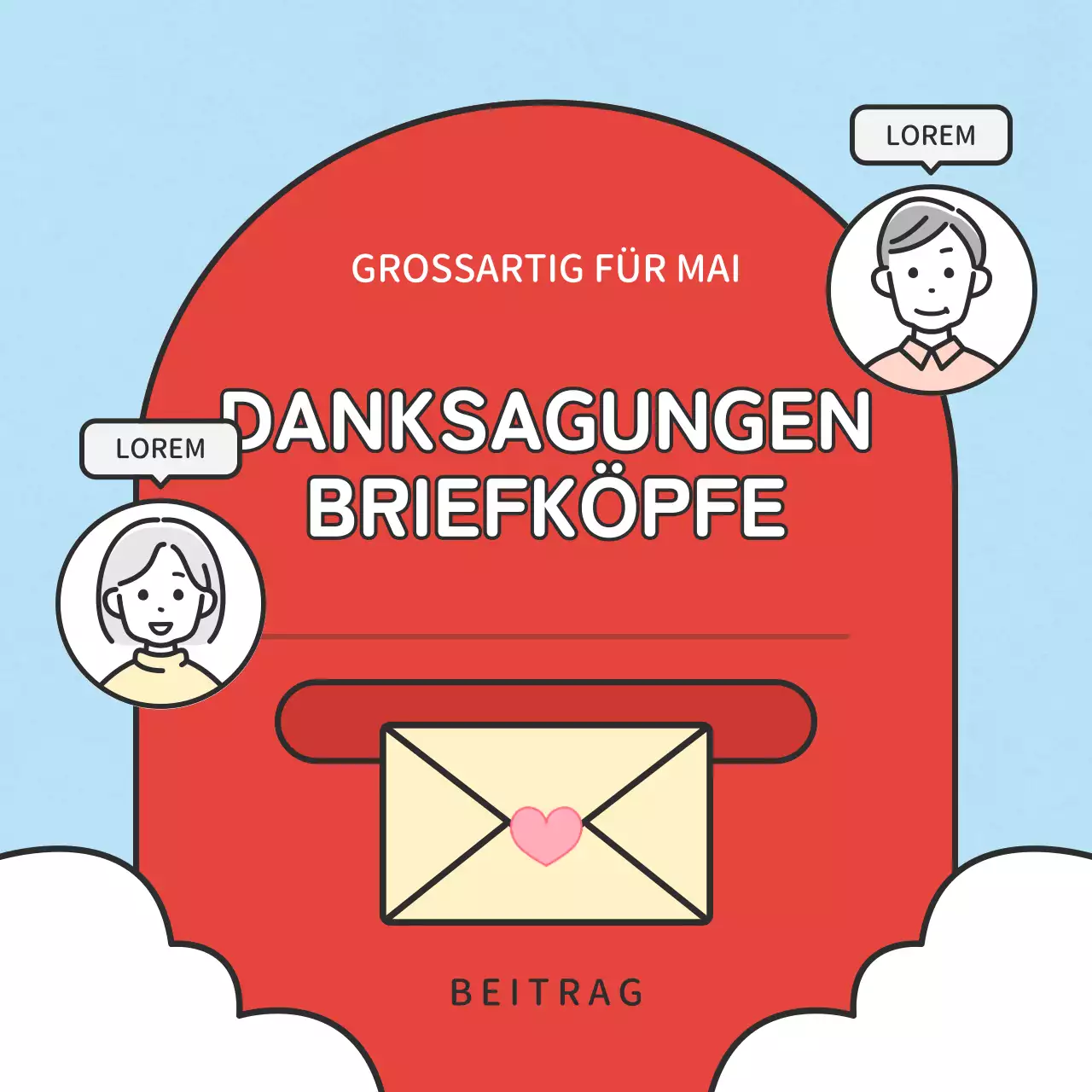 Rote und gelbe Dankeskarten für den Familienmonat