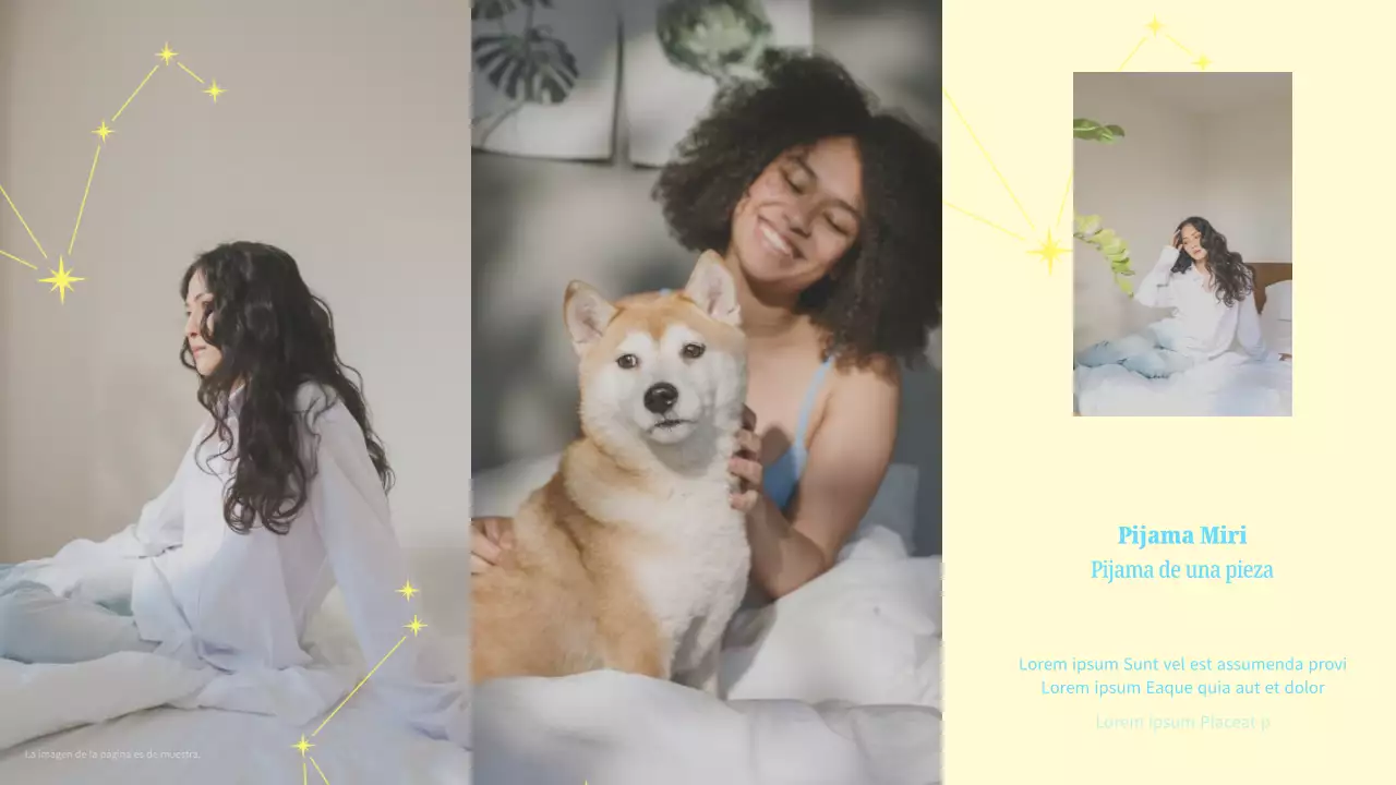 Un nuevo pijama minimalista en amarillo y azul claro.