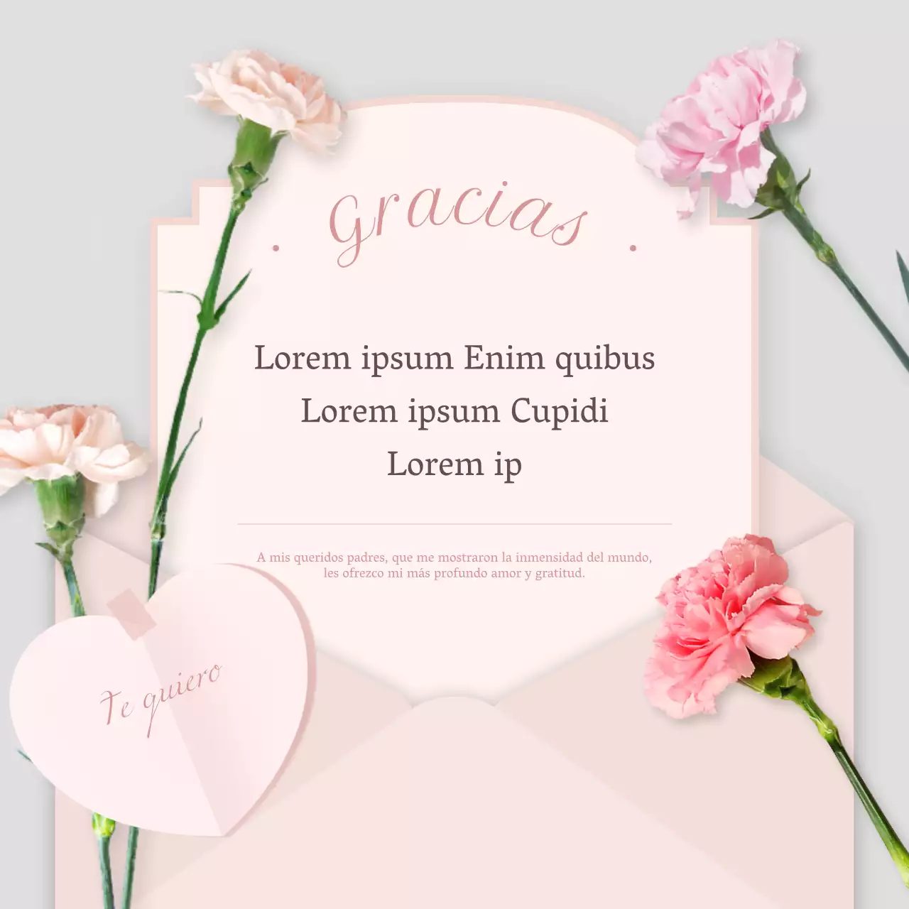 Un moderno post de sentimientos para el Día de la Madre en rosa y gris