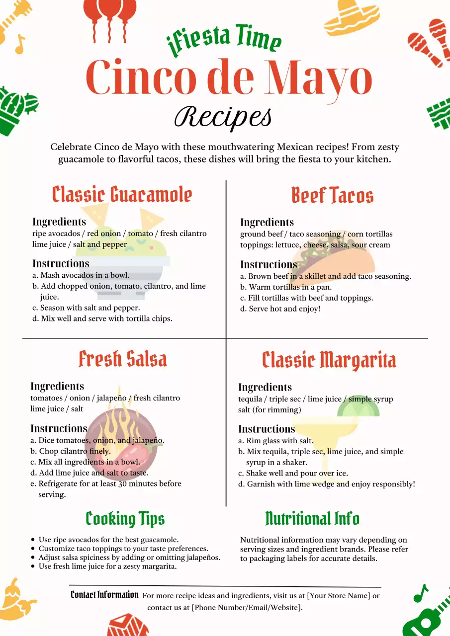 Red Traditional Mexican Recipe Card Poster