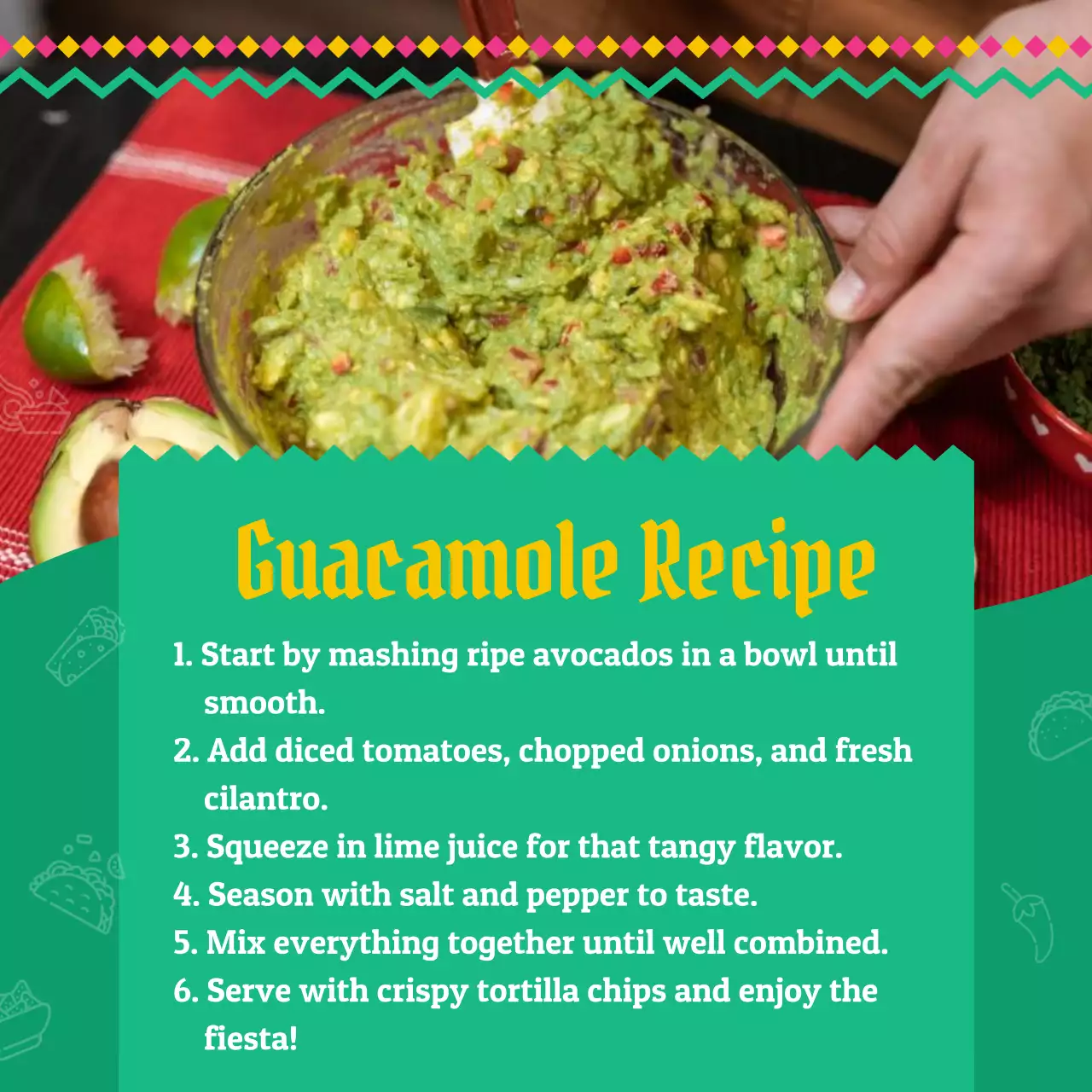 Yellow Cultural Mexican Recipe Guide Social Media Post