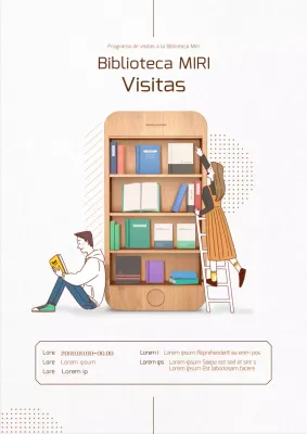 Un sencillo cartel beige para promocionar un programa de visitas a bibliotecas