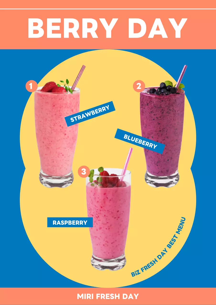 カラフル ポップ スムージー メニュー ポスター