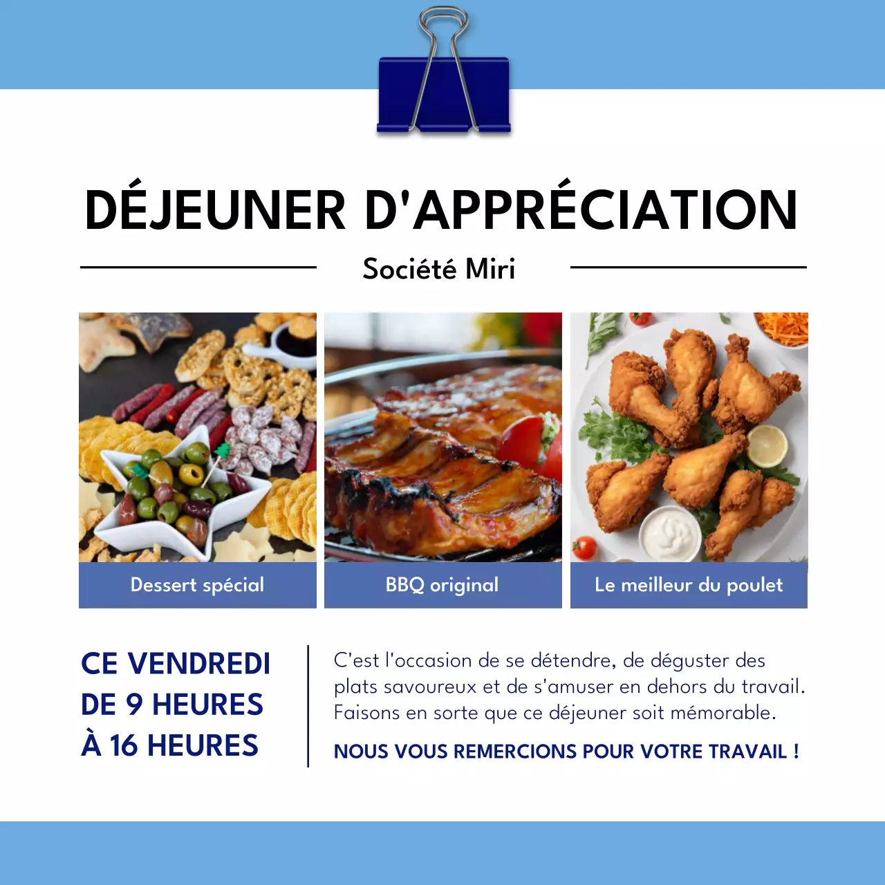 Annonce d'un événement moderne bleu et blanc pour la Journée des professionnels de l'administration