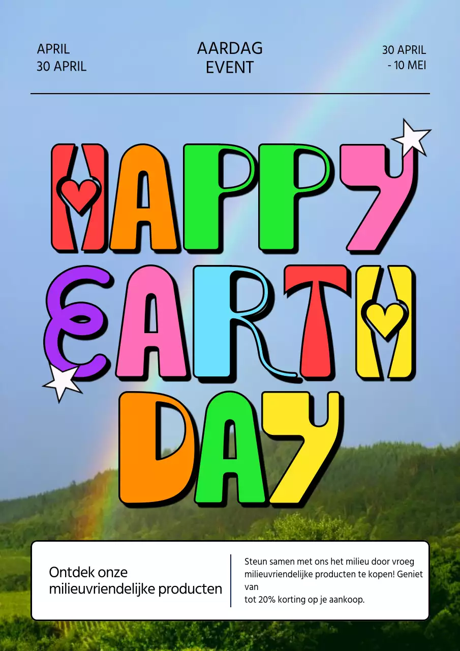 Promoot een trendy Dag van de Aarde Markt in oranje en groen