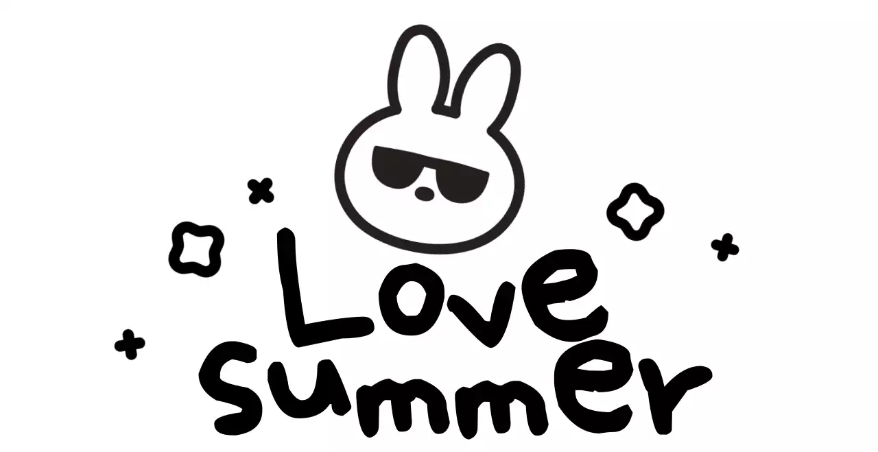 귀여운 손글씨체 여름 선글라스를 쓴 토끼