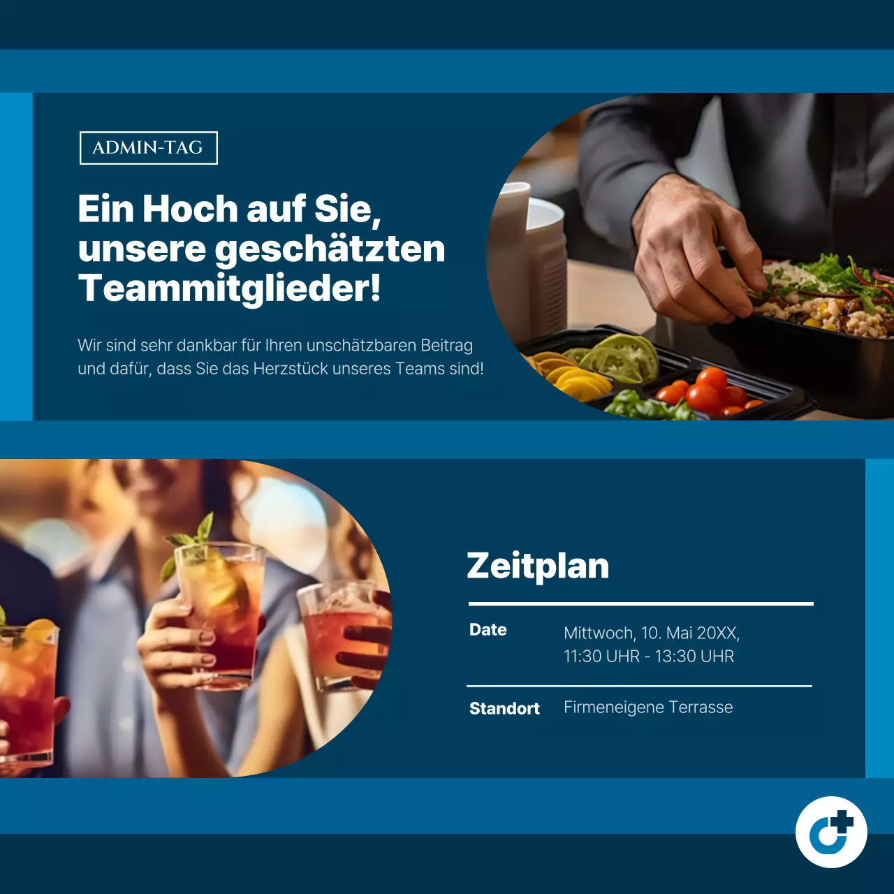 Eine einfache blau-schwarze Werbeaktion zum Tag der Verwaltungsfachleute