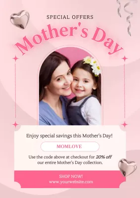 Pink Elegant Mother's Day Promotion Poster