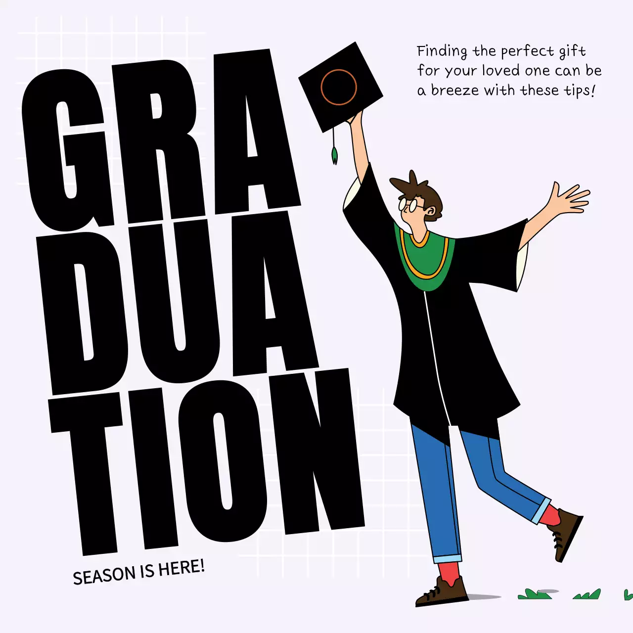 라일락 블랙 모던 완벽한 졸업 선물 팁 찾기 프로모션