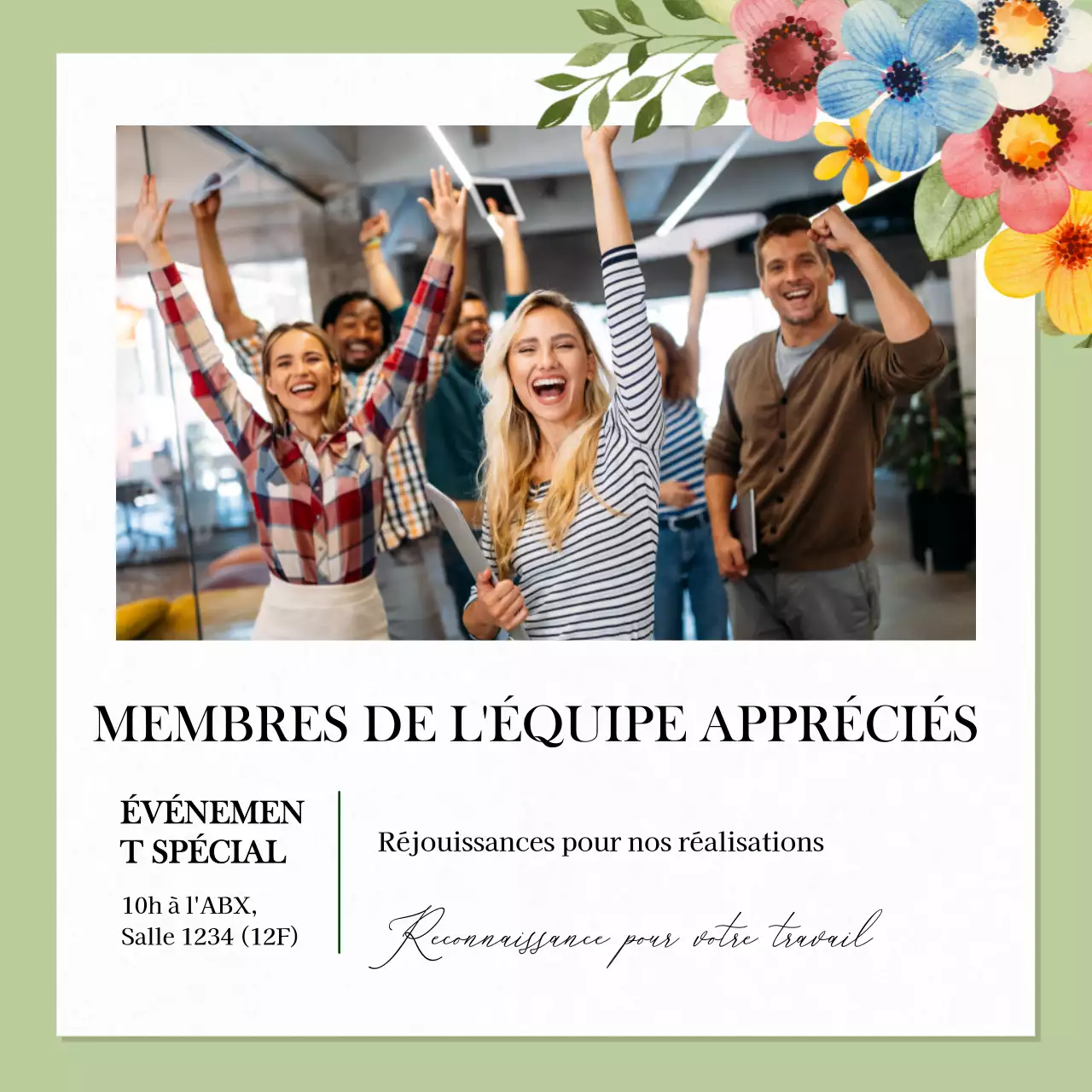 Annonce de la Journée des professionnels de l'administration des ressources naturelles en vert et blanc