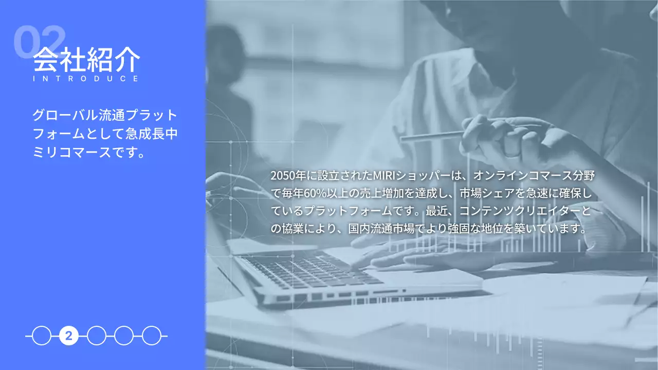 青 シンプル コラボレーション 提案書 プレゼンテーション