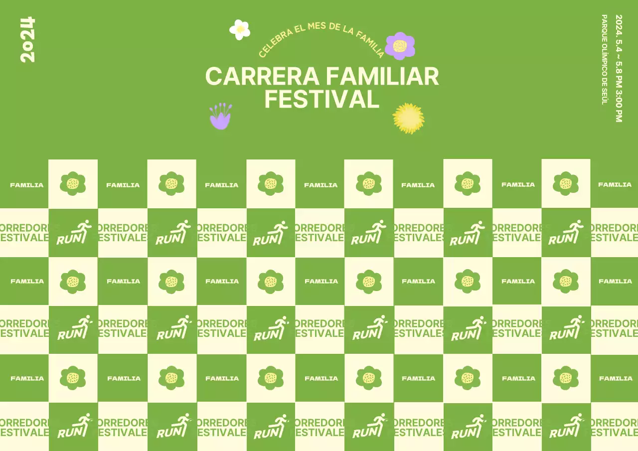 Diseño de fotomatón con ilustraciones florales de temática primaveral sobre fondo verde.