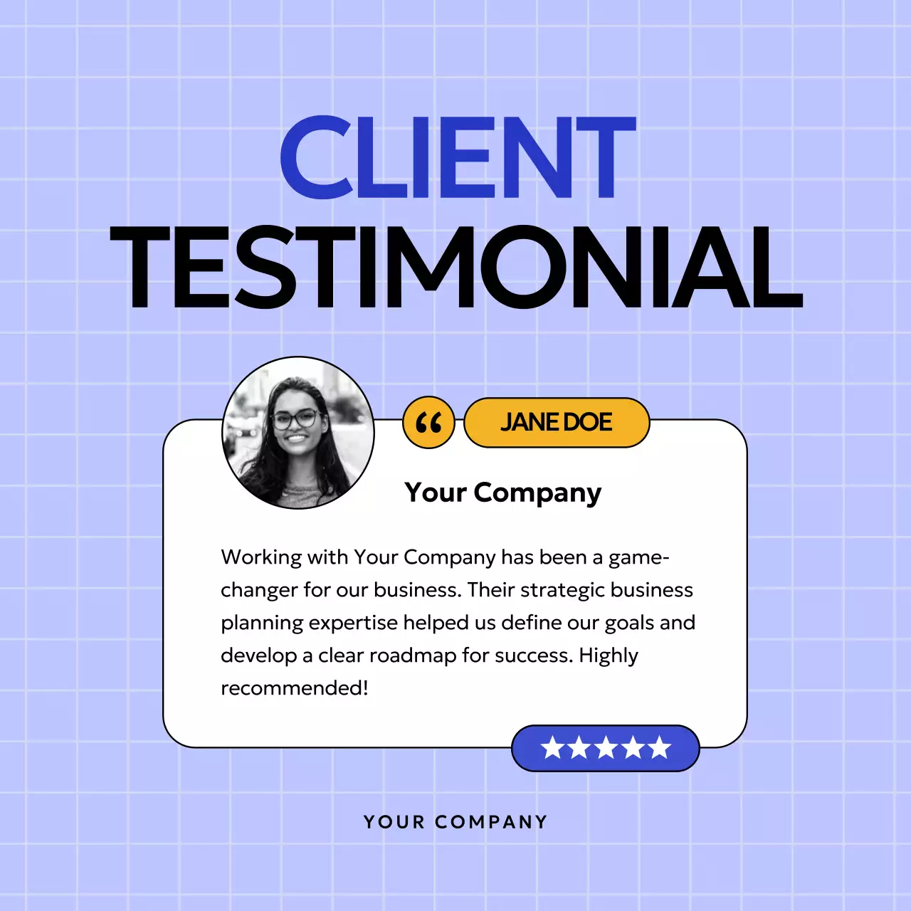 Blue Modern Testimonial Promotion Social Media Post