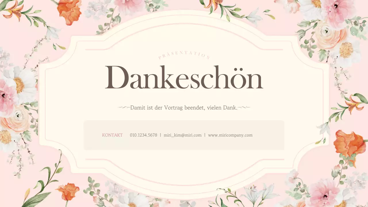 Ein rosafarbener, luxuriöser Marketingslip mit Blumenmuster