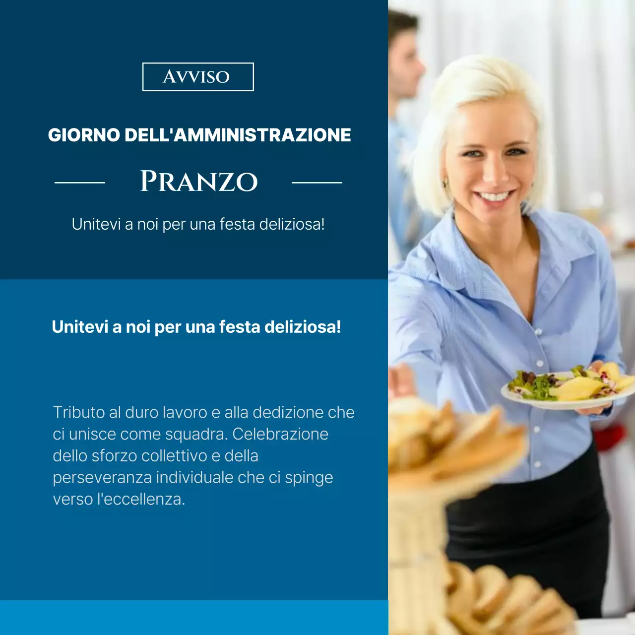 Una semplice promozione in blu e nero per la Giornata dei professionisti amministrativi