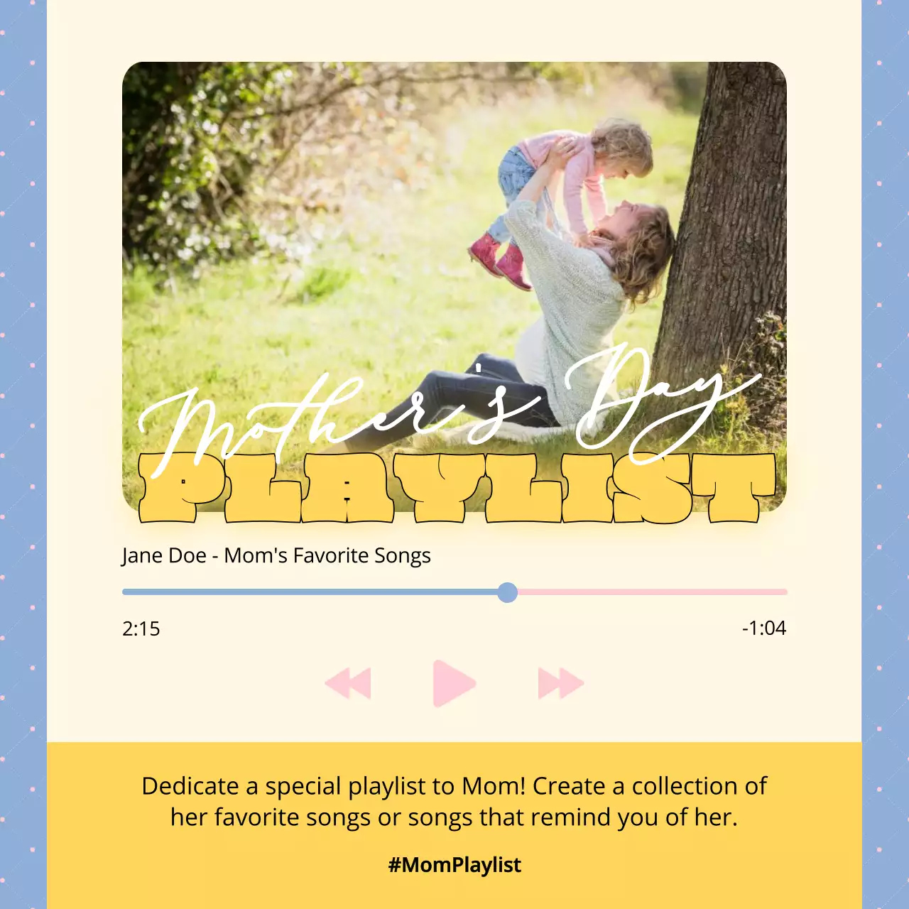 Yellow Retro Mother's Day Playlist Promotion Social Media Post