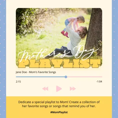 Yellow Retro Mother's Day Playlist Promotion Social Media Post