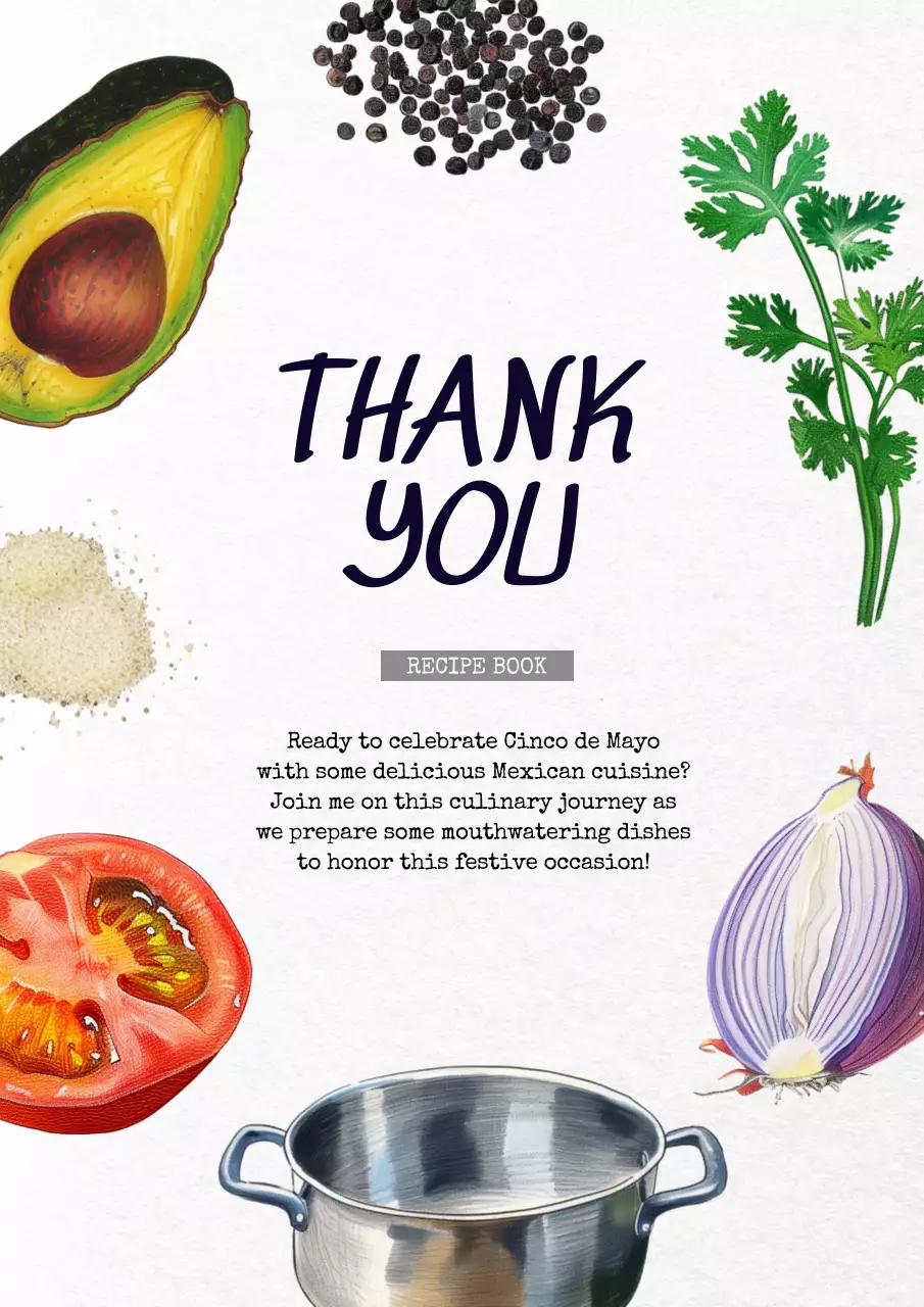 White Traditional Mexican Recipe Book Poster