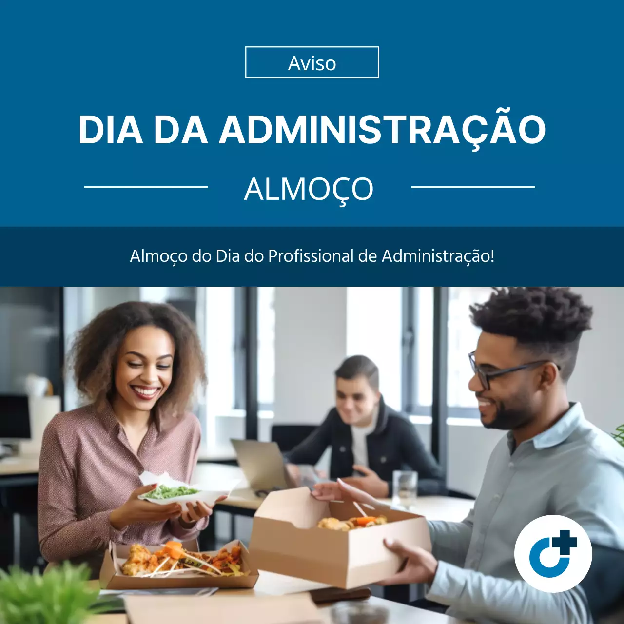 Uma simples promoção azul e preta para o Dia dos Profissionais Administrativos