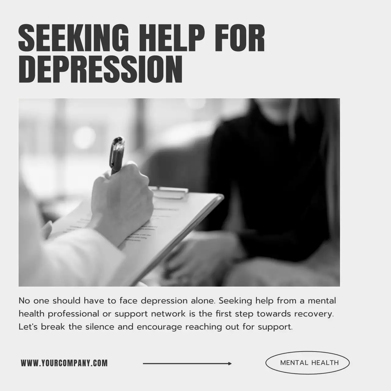 Grey Minimalist Mental Health Guide Social Media Post