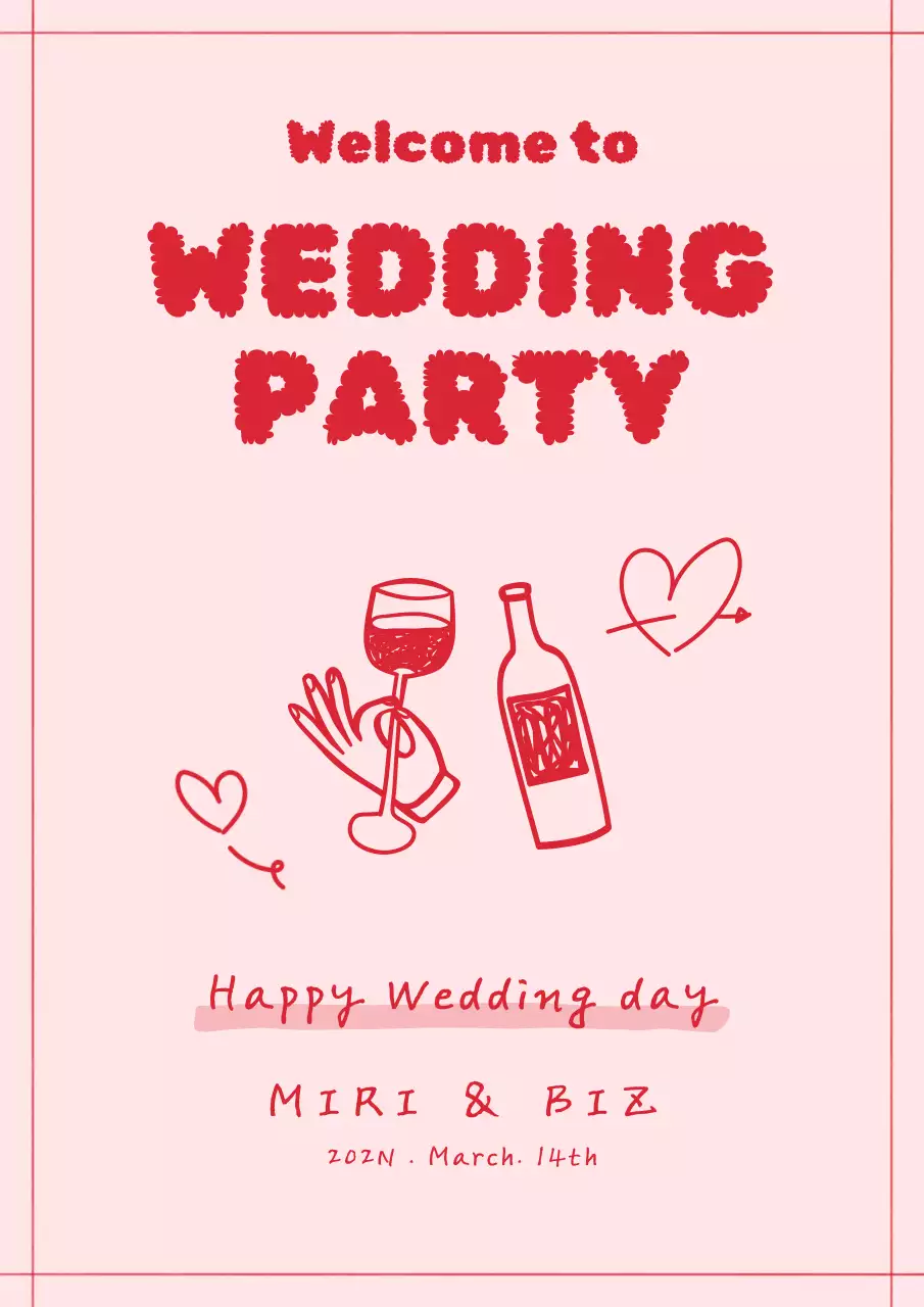 ピンク かわいい 結婚式 招待状 ポスター