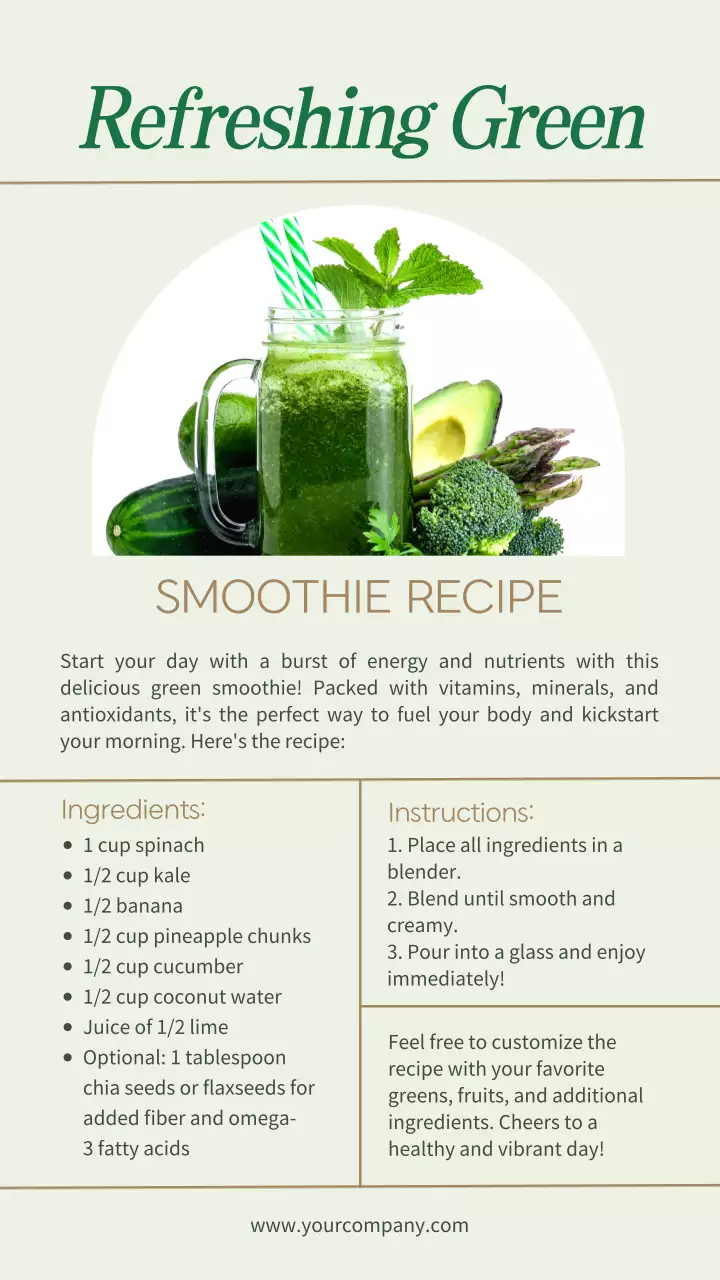 Green Simple Smoothie Recipe Instagram Post