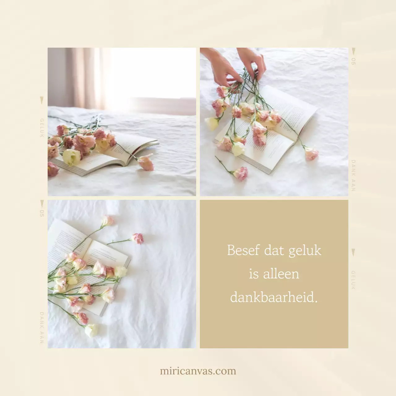 Een eenvoudige sentimentele post in beige en ivoor