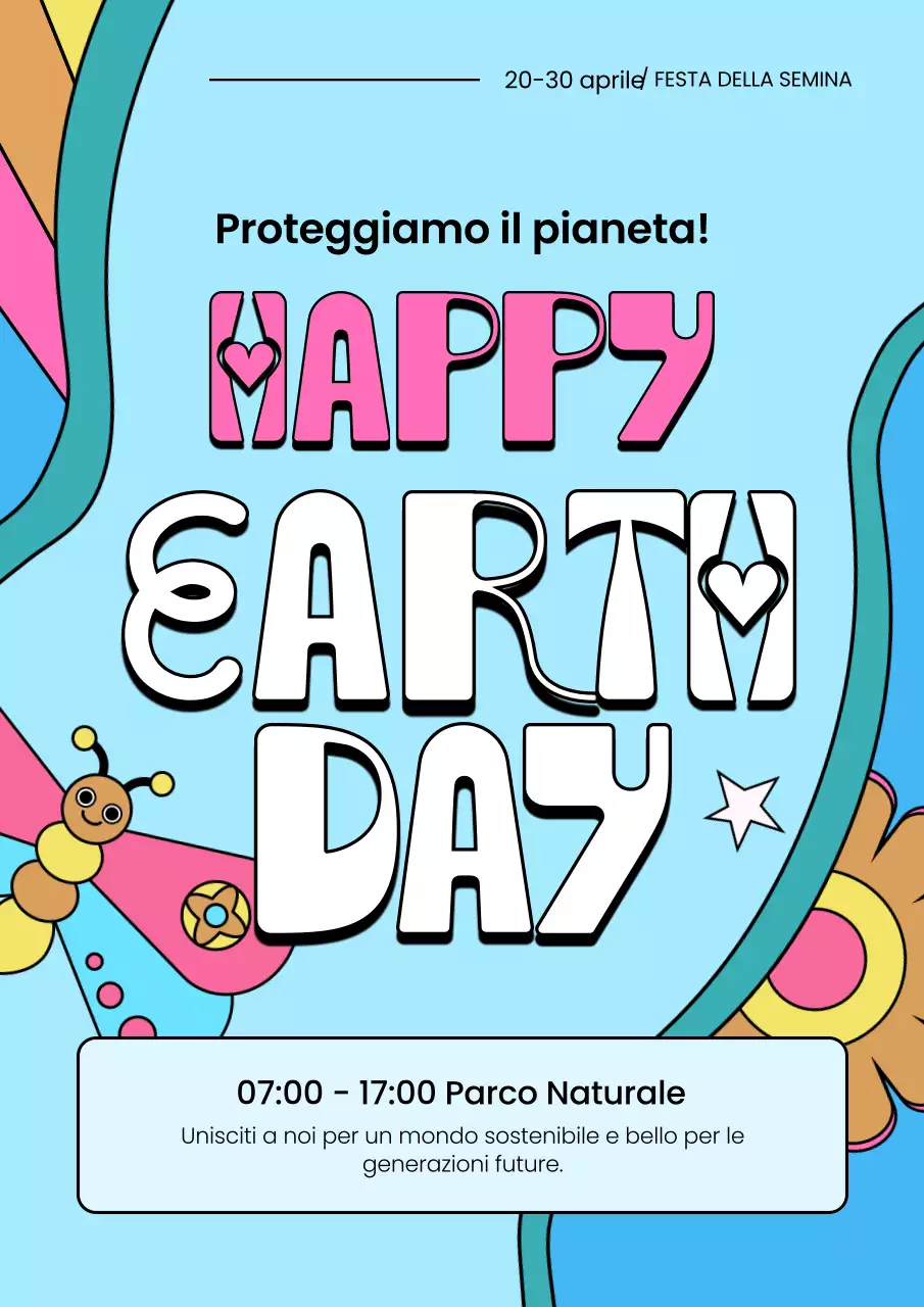Promuovete il vostro evento per la Giornata della Terra con un grazioso espositore blu e rosa per la Giornata della Terra.