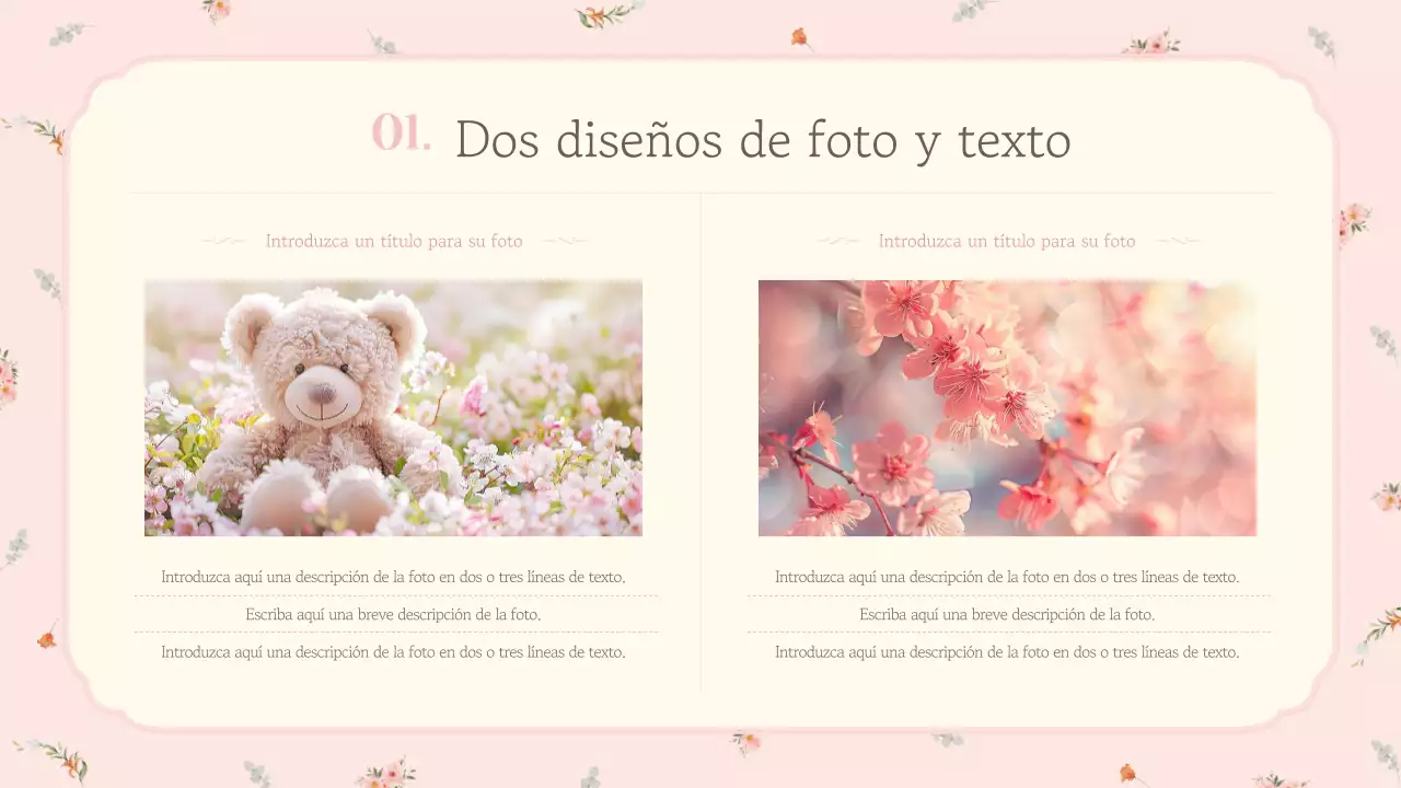 Un informe de marketing floral, rosa y lujoso