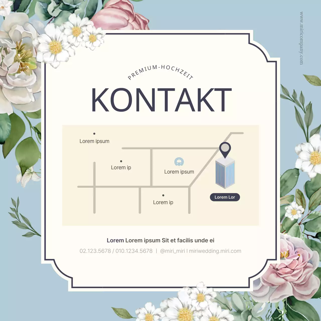 Hellblaues, luxuriöses florales Hochzeits-Branding