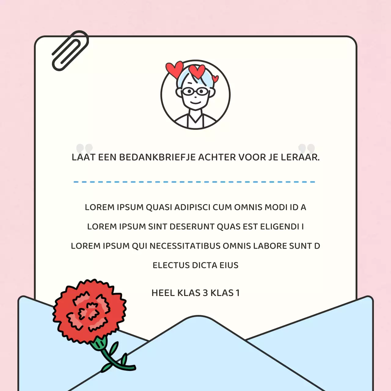 Rode en gele bedankbriefjes voor de gezinsmaand