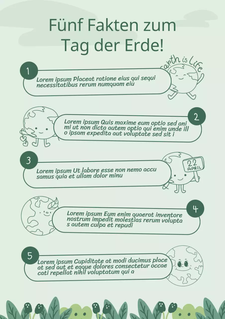 Grüne und limonenfarbene Fakten zur Kampagne zum Tag der Erde