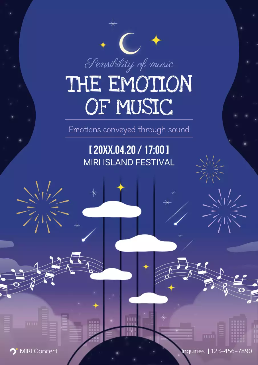 Promote music festivals in purple and navy blue