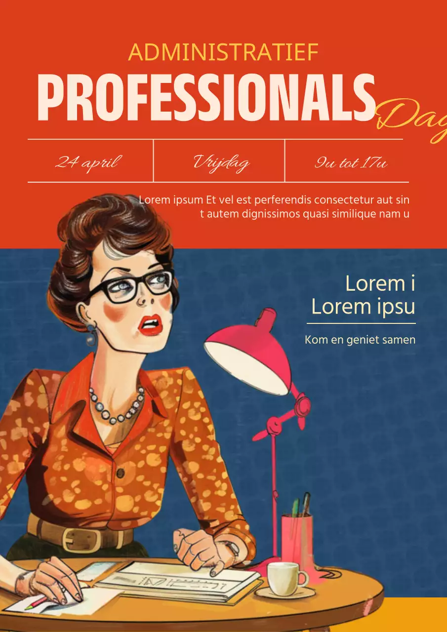 Promoot een retro bruin en groen Administrative Professionals Day-evenement