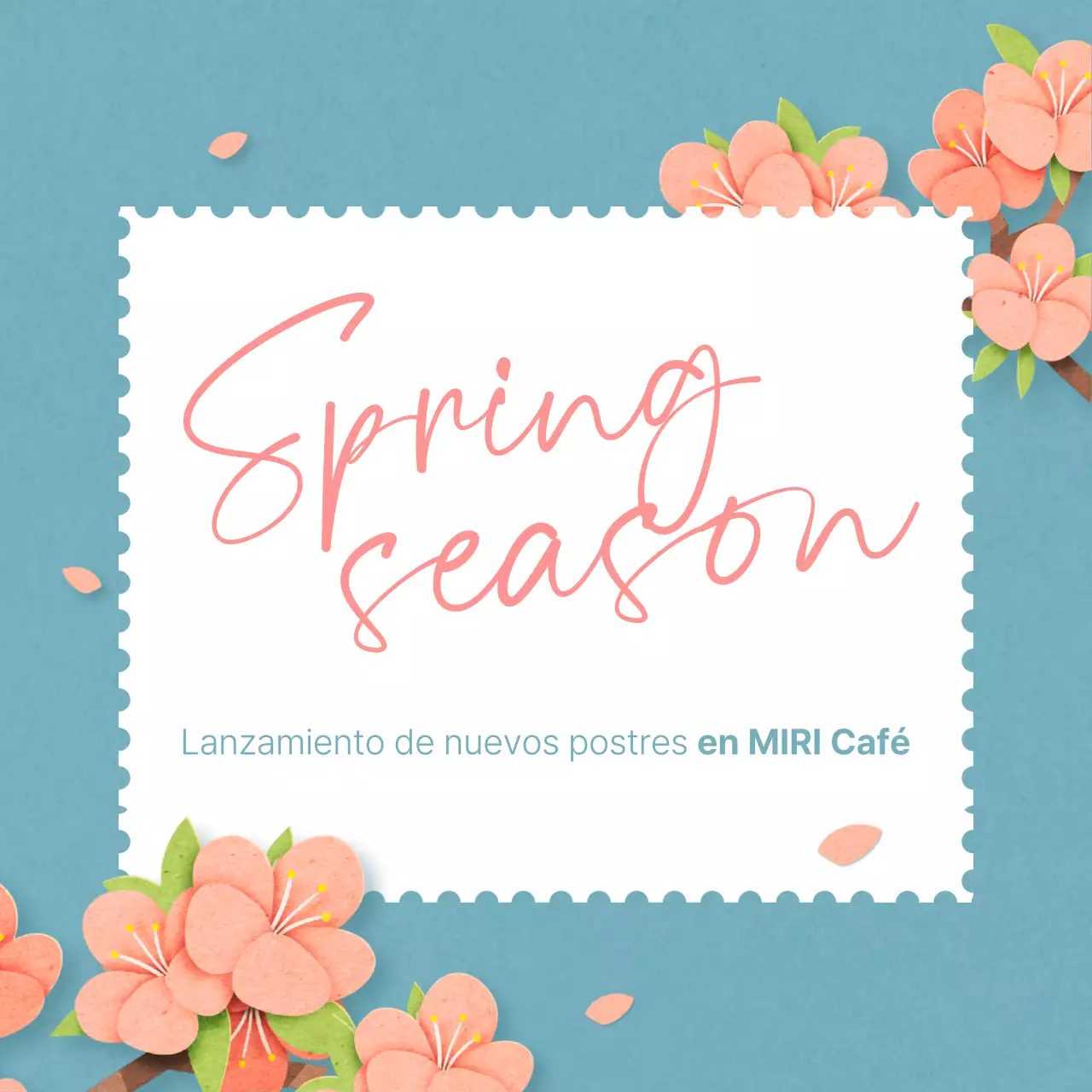 Promocione un sencillo café de primavera en rosa y azul claro