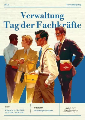 Fördern Sie ein einfaches blau-beiges Seminar zum Tag der Arbeit