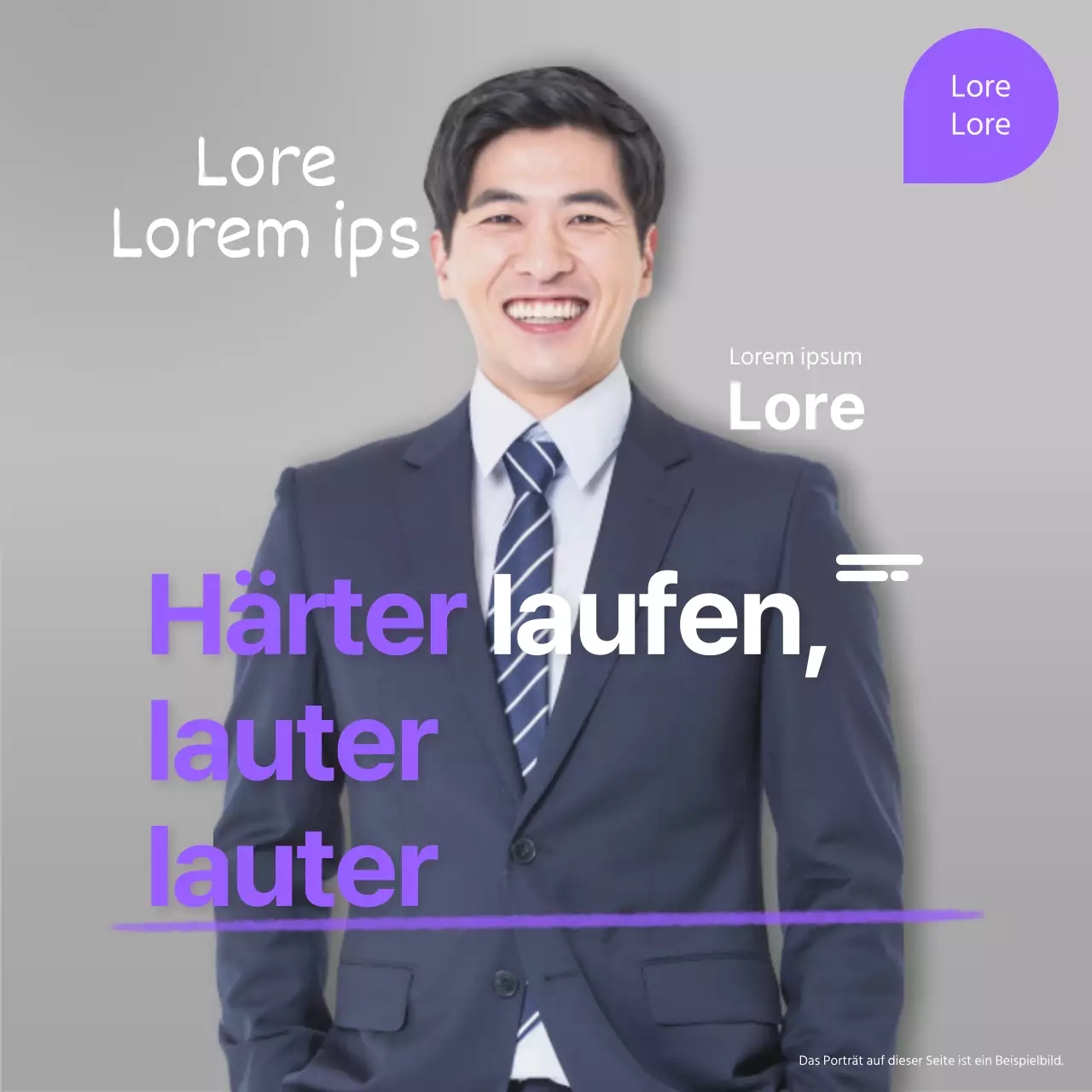 Minimalistische Verlierer-Grußpost in Lila und Weiß