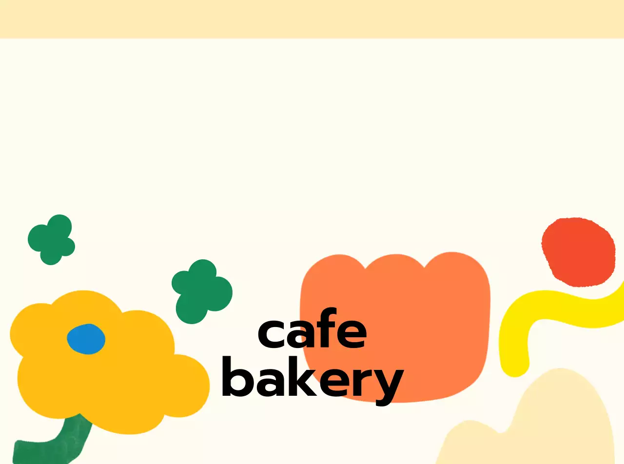 Kafe yang dipenuhi dengan bunga dan roti yang lezat