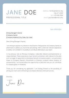 Blue Minimal Job Application Document