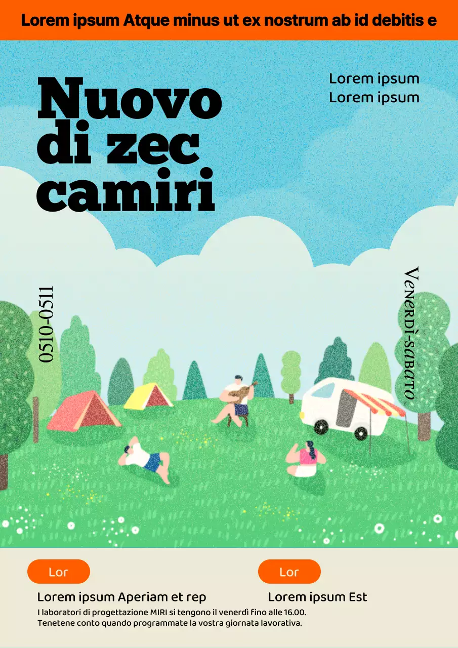 Annuncio di workshop interno verde e arancione