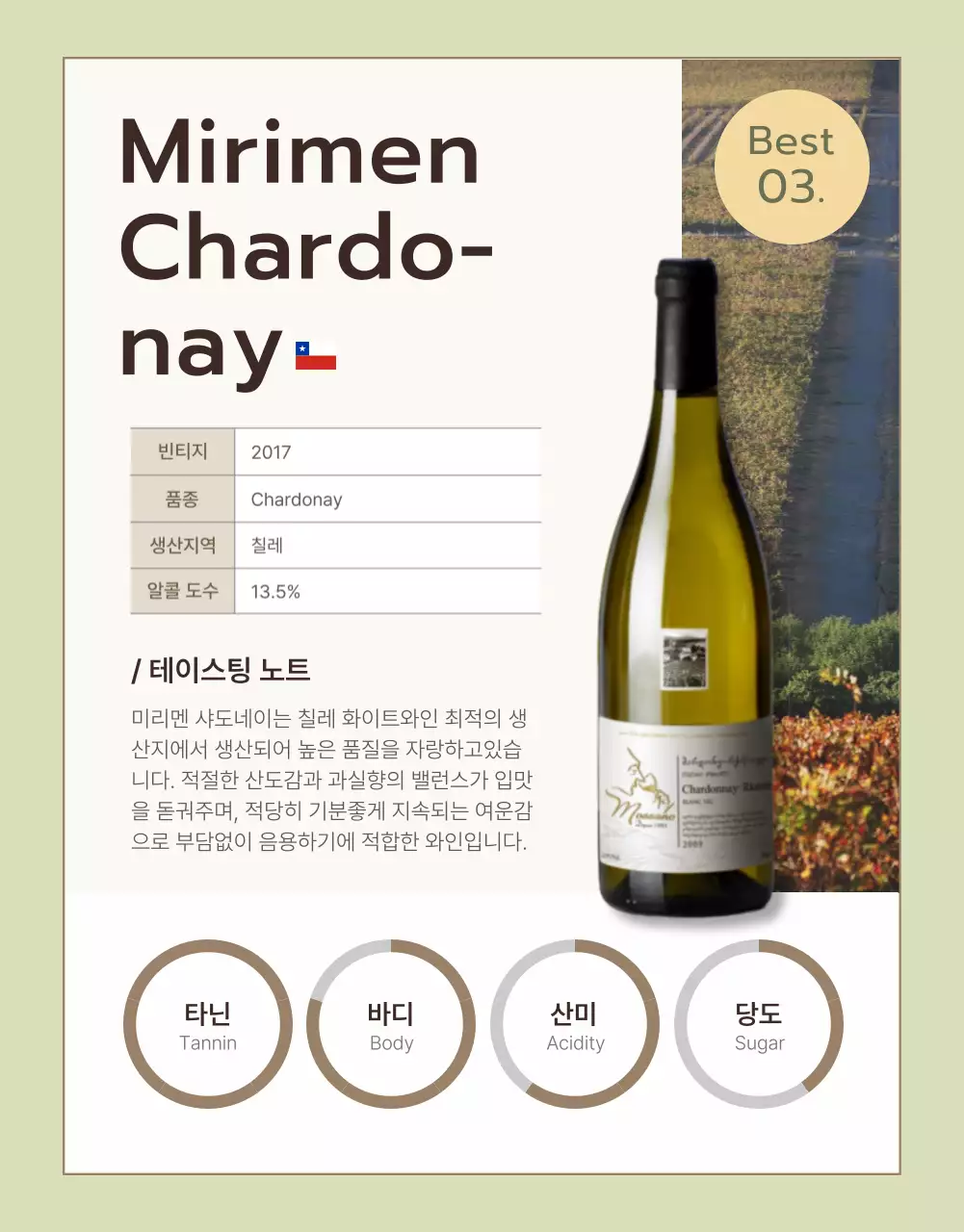 연두와 카키의 고급 와인 설명 홍보