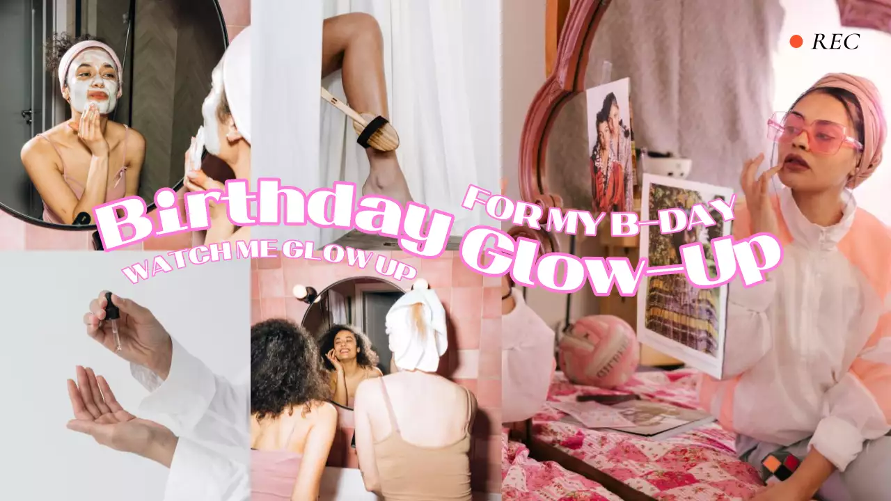 Pink Trendy Self-Care Vlog YouTube Thumbnail