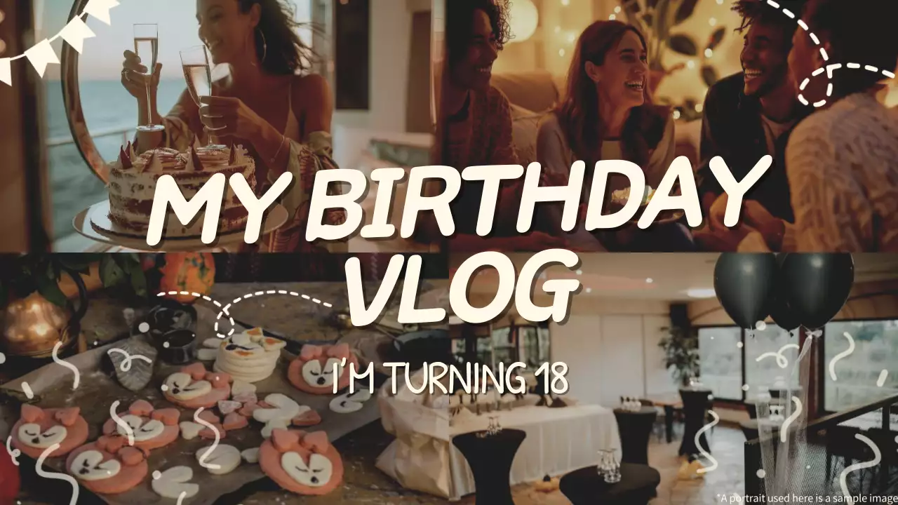 Beige Trendy Birthday Vlog YouTube Thumbnail