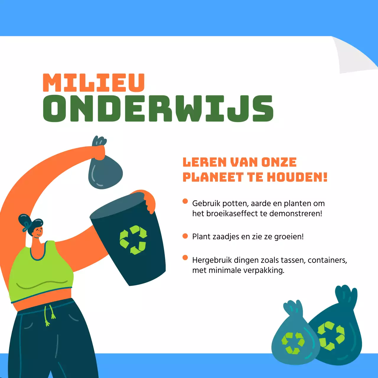 Trendy Earth Day-advertenties in blauw en oranje