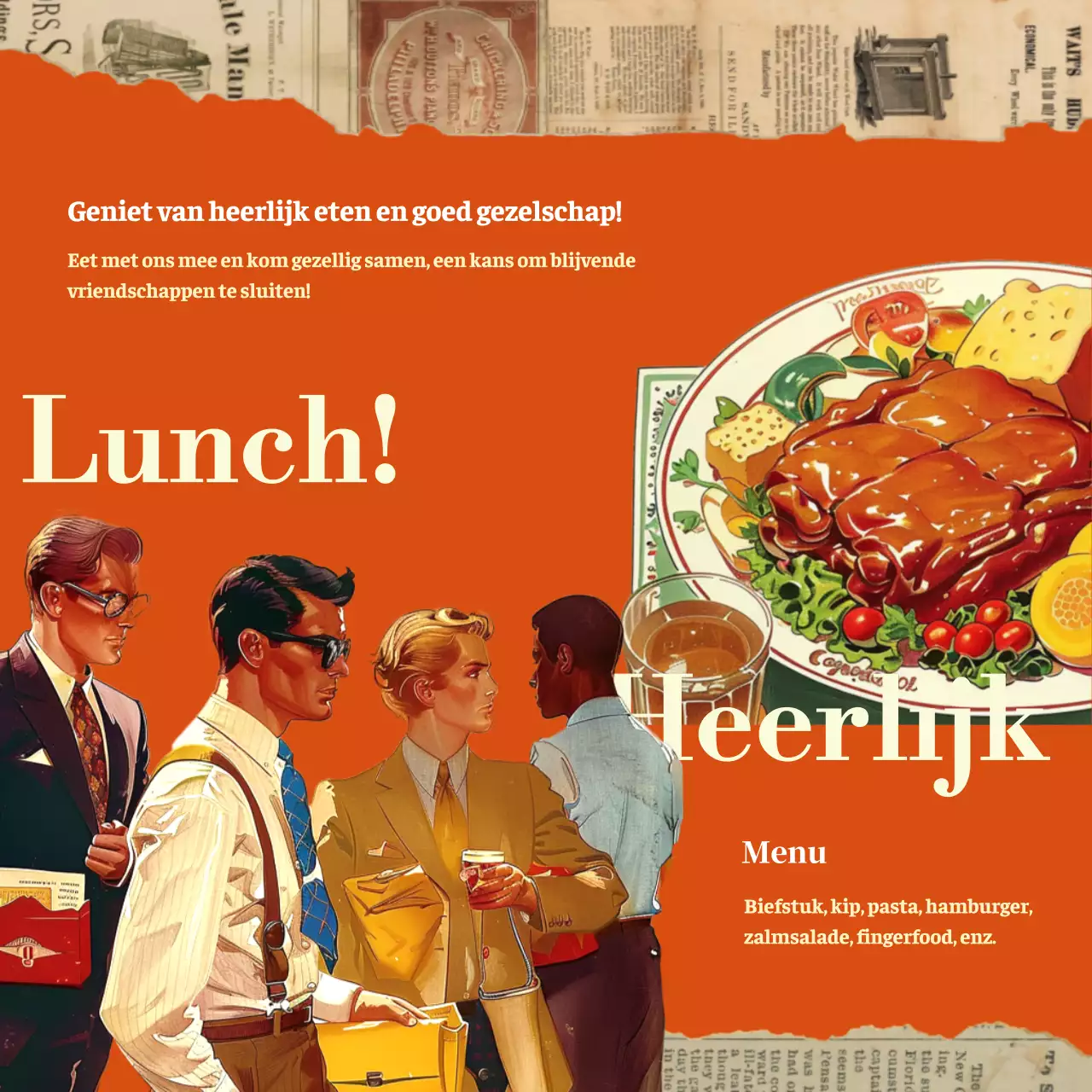 Een klassieke advertentie voor Administrative Professionals Day in oranje en beige