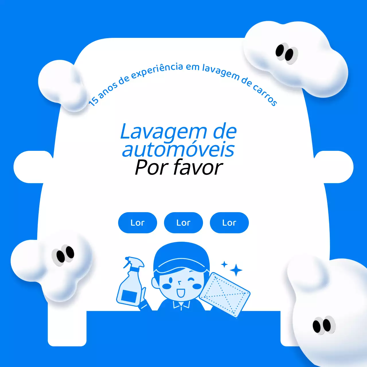 Promover o seu negócio de lavagem de automóveis azul e branco